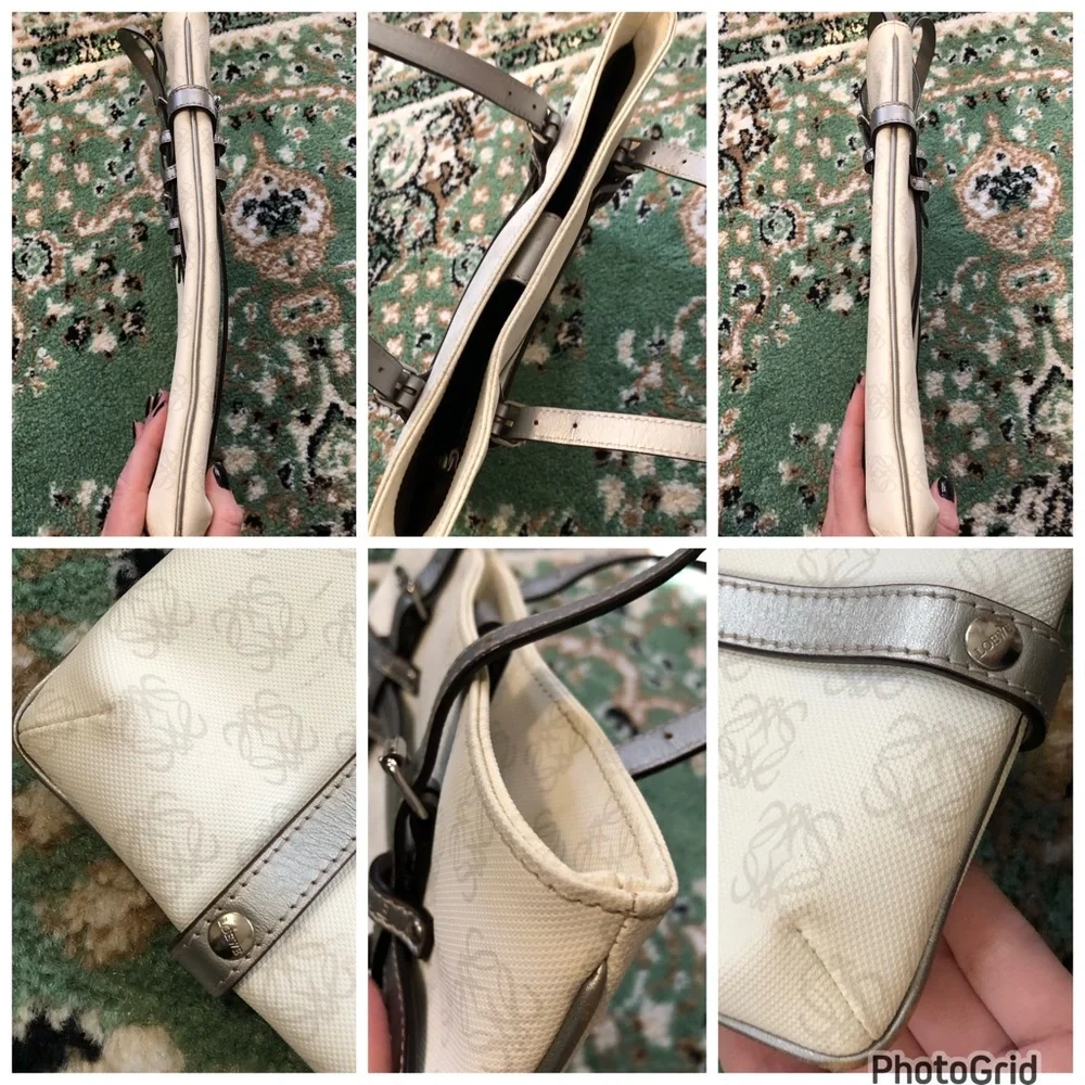 Loewe AUTHENTIC 2007 Anagram White Metallic Silver PVC Shopping Tote Bag - Picture 10 of 16
